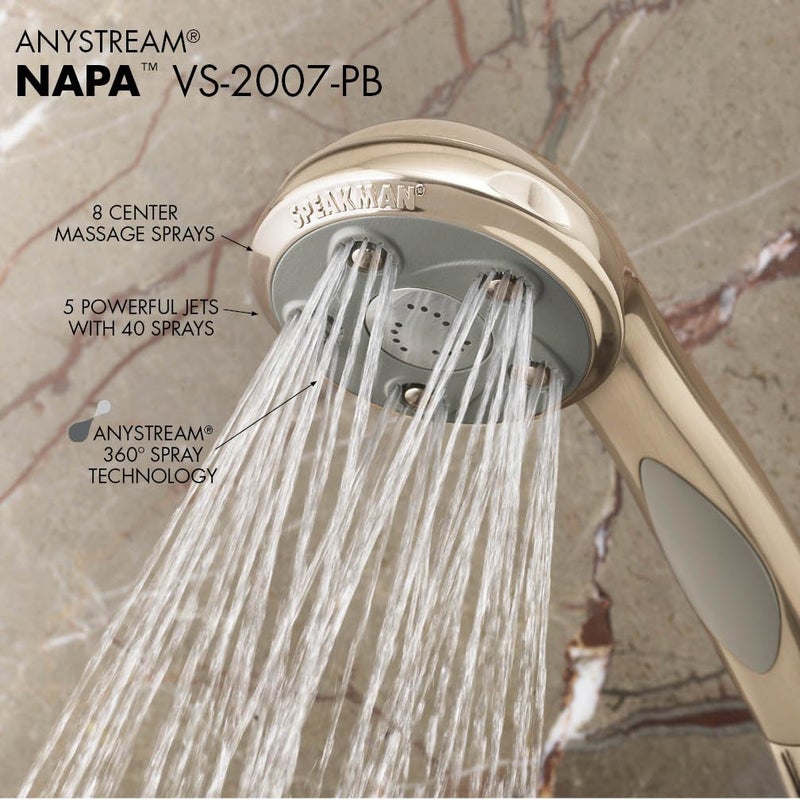 Speakman VS-2007-PB Napa Removable Hand Shower Head and Hose for Stylish Bathroom DÃ©cor, Polished Brass, 2.5 GPM - Image 3